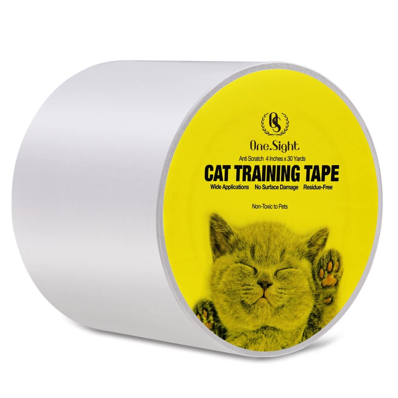 OneSight One Sight Anti Cat Scratch Tape, 4 inches x 30 Yards Transparent Clear Double Sided Cat Training Tape, Scratch Deterrent for Furniture, Couch Protector - Image 1